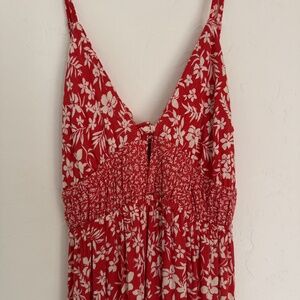 Angie Red & White Floral Open-Back Sundress | Size M